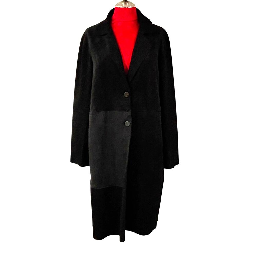 NWT House of Harlow 1960 black ultra suede midi trench coat women's size XL